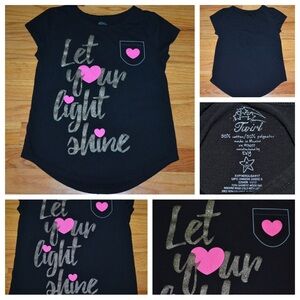 Youth girls Twirl graphic glitter t-shirt, size M 10